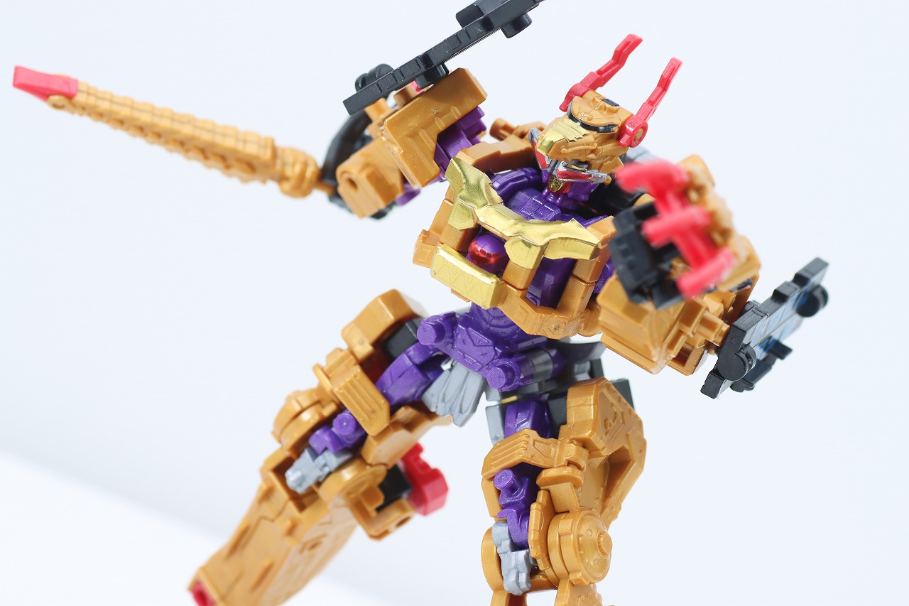 ミニプラ　トラドラオニタイジン極 お祭りメタリックVer.　レビュー　虎龍攻神（トラドラゴンジン）　アクション