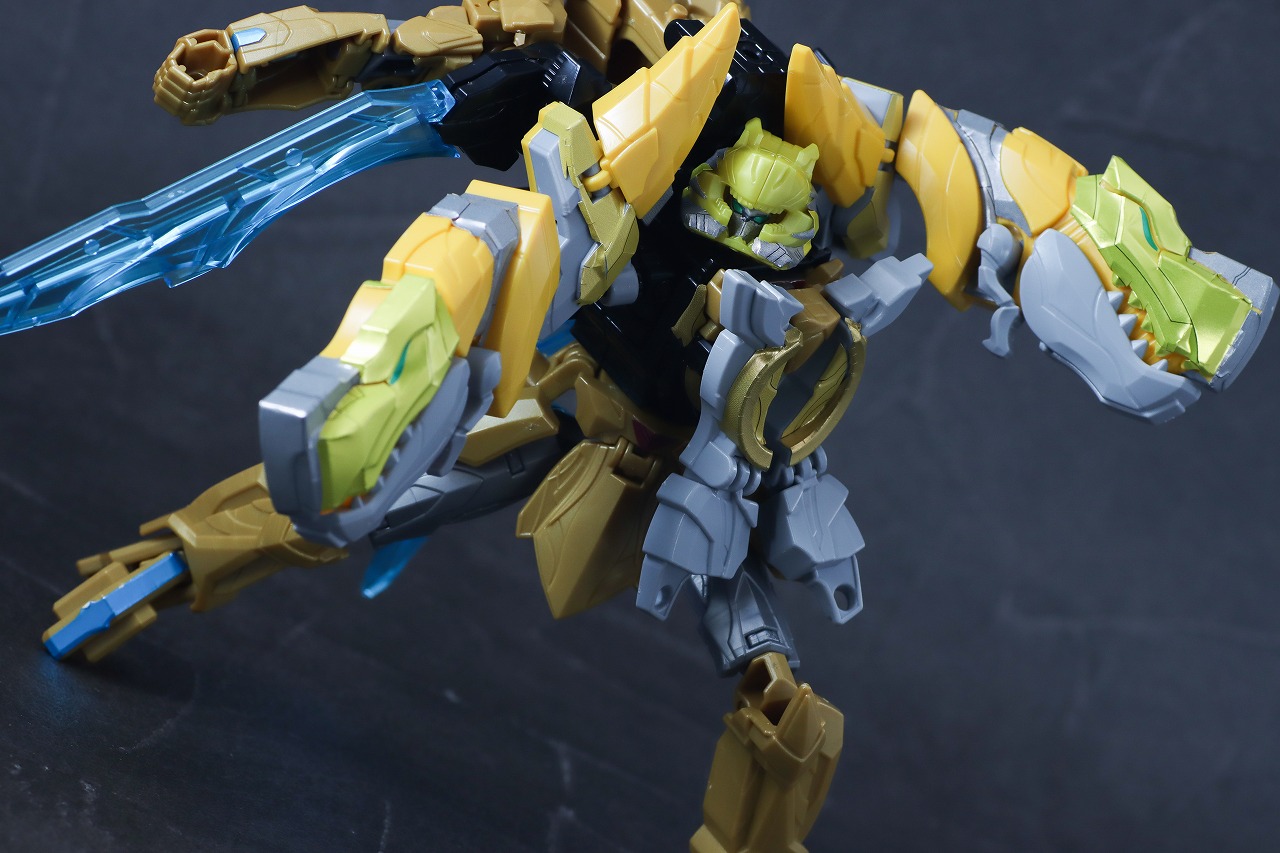 ミニプラ　ティラノハンマー50　テガソードイエロー　レビュー　アクション