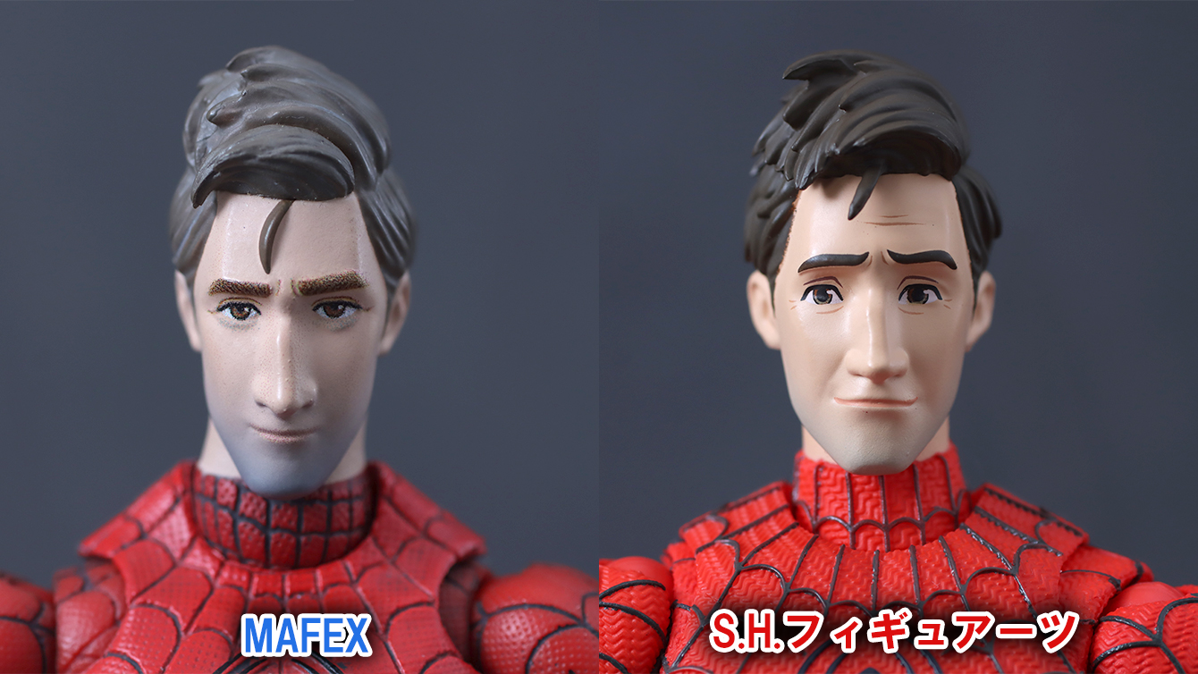 S.H.フィギュアーツ　ピーター・B・パーカー＆メイデイ・パーカー（スパイダーマン：アクロス・ザ・スパイダーバース）　レビュー　比較　MAFEX