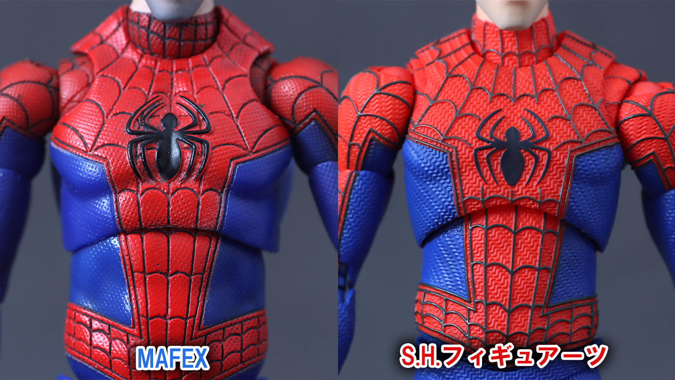 S.H.フィギュアーツ　ピーター・B・パーカー＆メイデイ・パーカー（スパイダーマン：アクロス・ザ・スパイダーバース）　レビュー　比較　MAFEX