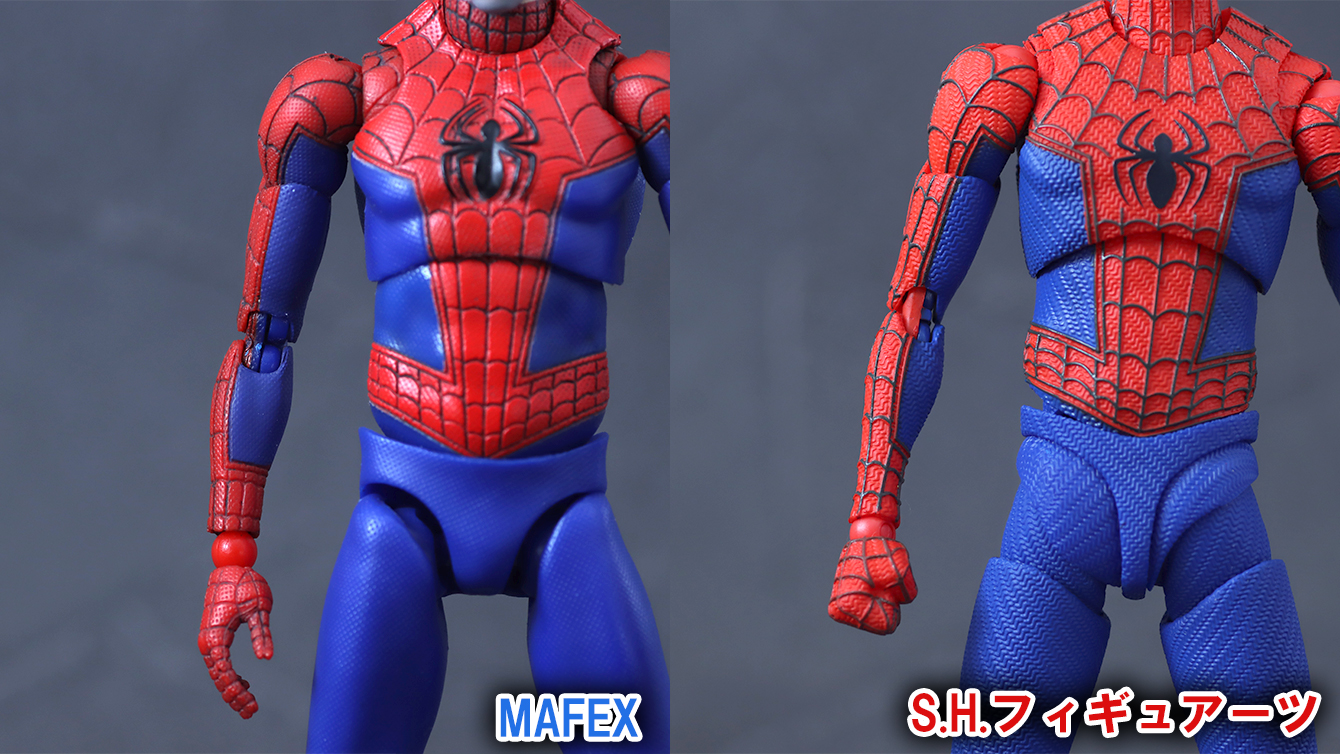 S.H.フィギュアーツ　ピーター・B・パーカー＆メイデイ・パーカー（スパイダーマン：アクロス・ザ・スパイダーバース）　レビュー　比較　MAFEX
