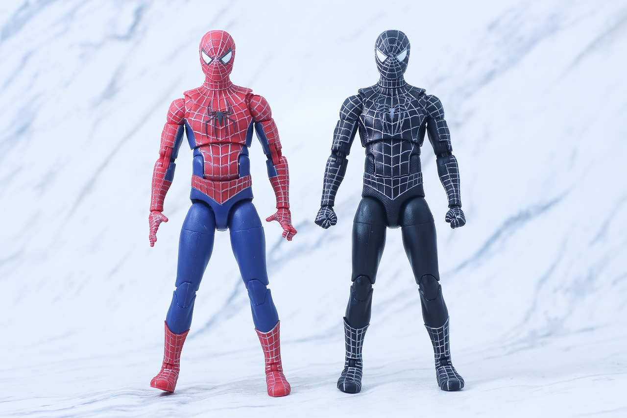 マーベルレジェンド　スパイダーマン ブラックスーツ（『スパイダーマン3』）　レビュー　本体　比較　フレンドリー・ネイバーフッド・スパイダーマン