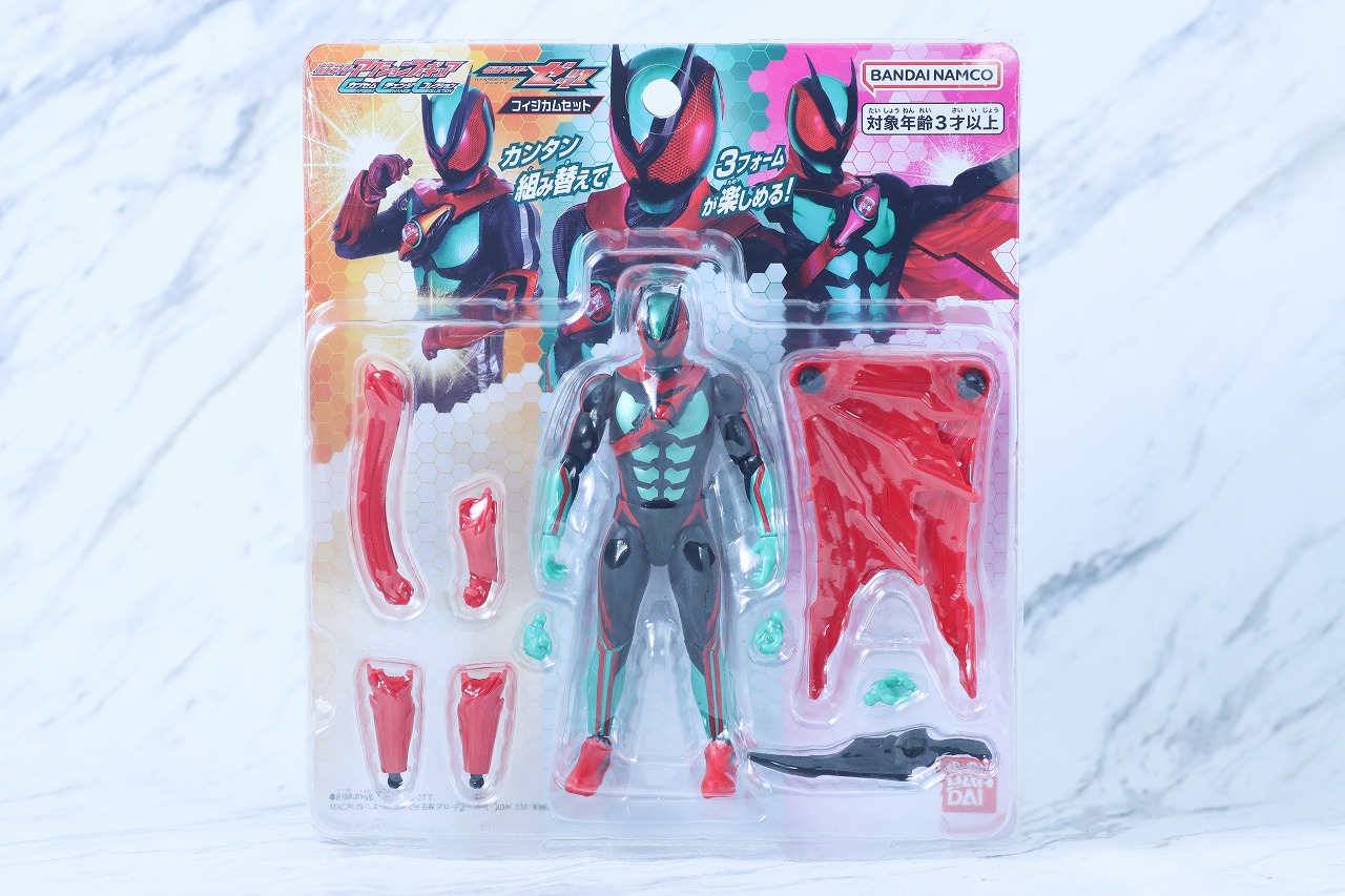 仮面ライダーアクションフィギュア カプセムチェンジコレクション　仮面ライダーゼッツ フィジカムセット　レビュー　パッケージ
