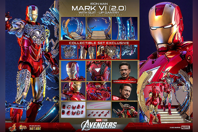 ホットトイズ ムービー・マスターシリーズ アイアンマン・マーク6（2.0版） パワードスーツ装着機付き