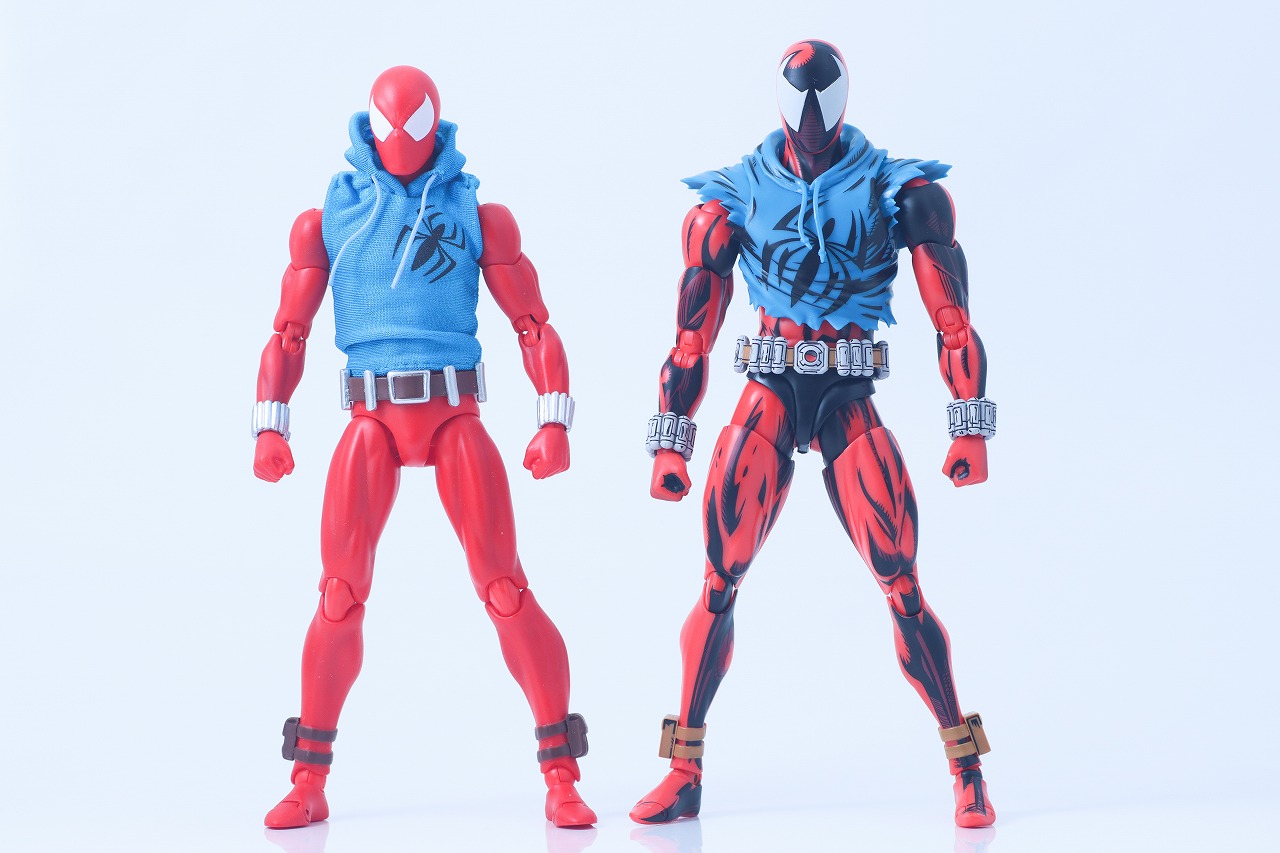 S.H.フィギュアーツ　スカーレット・スパイダー（スパイダーマン：アクロス・ザ・スパイダーバース）　レビュー　本体　MAFEX　比較